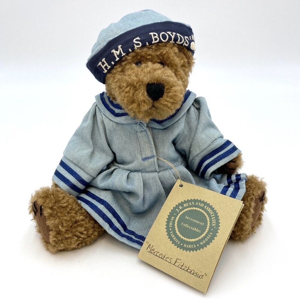 Boyds Bears Sailor Girl Mercedes Fitzbruin  H.M.S. Brown Teddy Blue Dress 9"